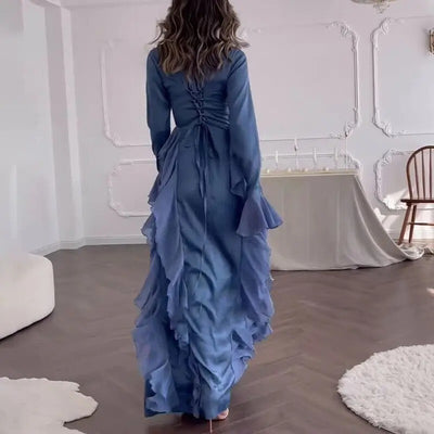 Scarlett™ | Elegant Patchwork Maxi Dress with Bell Sleeves