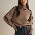 Women's Turtleneck Knit Sweater – Contrast Trim