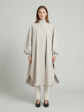 Oversized Stand-Collar Trench Coat with Self-Tie Belt