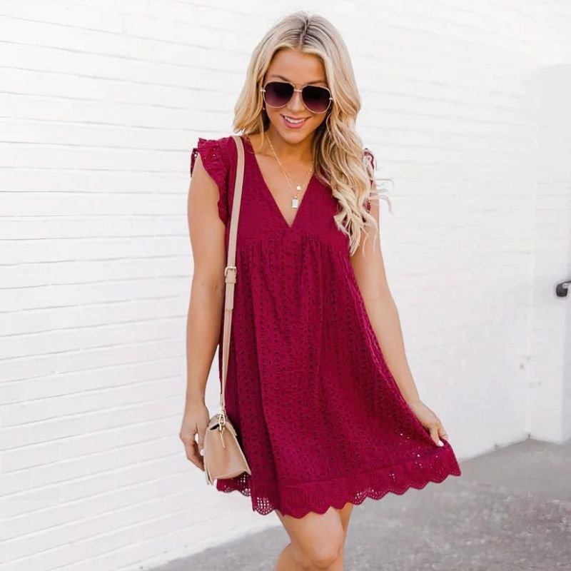 Leslie™ | Summer Ruffled V-Neck Mini Dress
