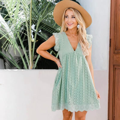 Leslie™ | Summer Ruffled V-Neck Mini Dress
