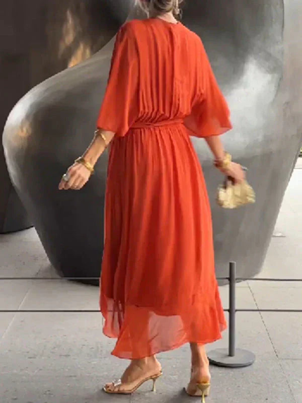 Luna | V-Neck Silk Muslin Dress