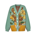 Women's Van Gogh Sunflower Vintage Knit Cardigan