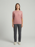Pure Cashmere Short-Sleeve Crew Neck Sweater