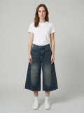 Retro Washed Denim Shorts — Dark Blue