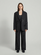 Sequin Blazer and Wide-Leg Trouser Set - front view