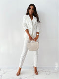 Women's Creamy White Linen Trousers – High-Waisted Wide-Leg