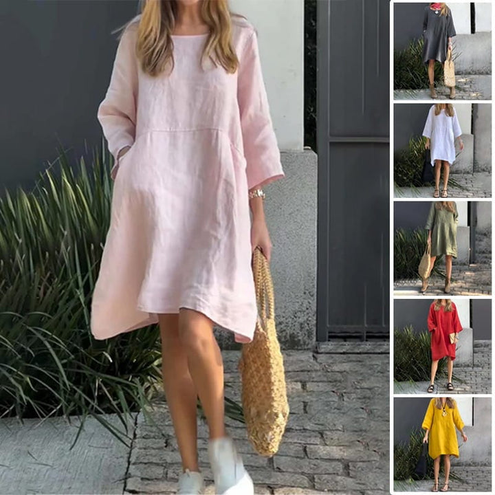 Front view of model wearing a light pink women&