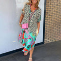 Women's Casual Leopard Print Dress – Boho Maxi