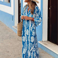 Women's V-Neck Bohemian Maxi Dress – Elegant Boho