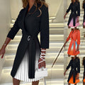 Women's Pleated Blazer Dress – Lapel Collar Mini