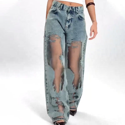Brandy™ | See-Through Patchwork Wide Leg Jeans