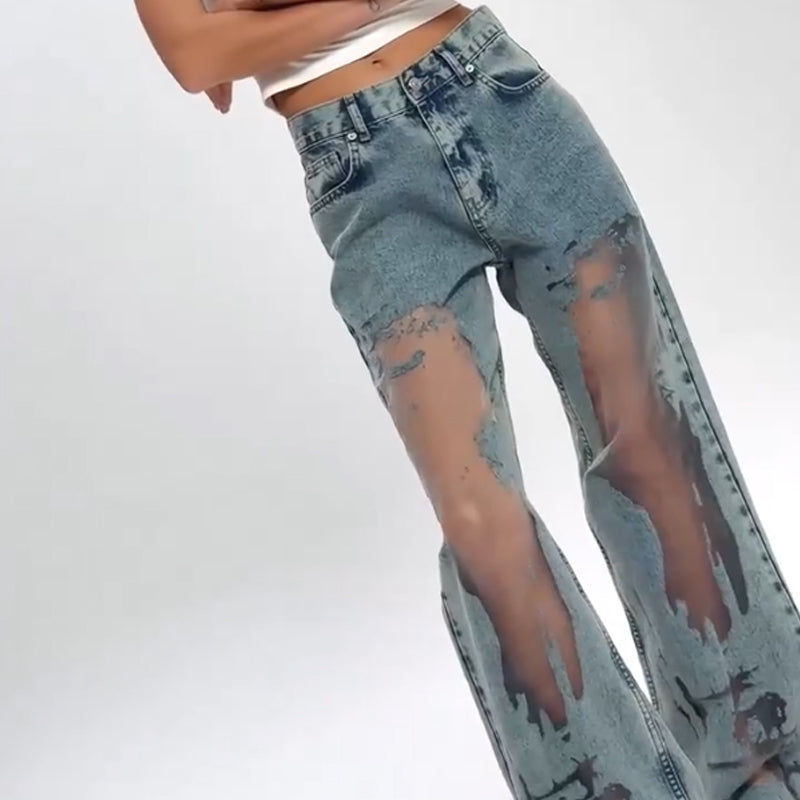 Brandy™ | See-Through Patchwork Wide Leg Jeans
