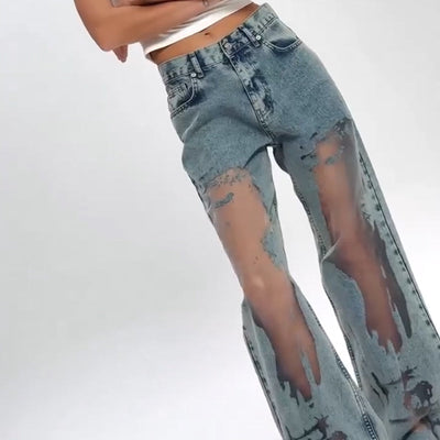 Brandy™ | See-Through Patchwork Wide Leg Jeans