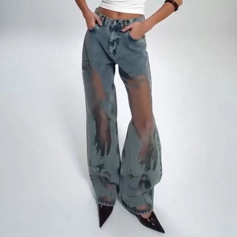 Brandy™ | See-Through Patchwork Wide Leg Jeans