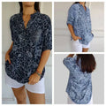 Women's Floral V-Neck Blouse – Polyester Cotton