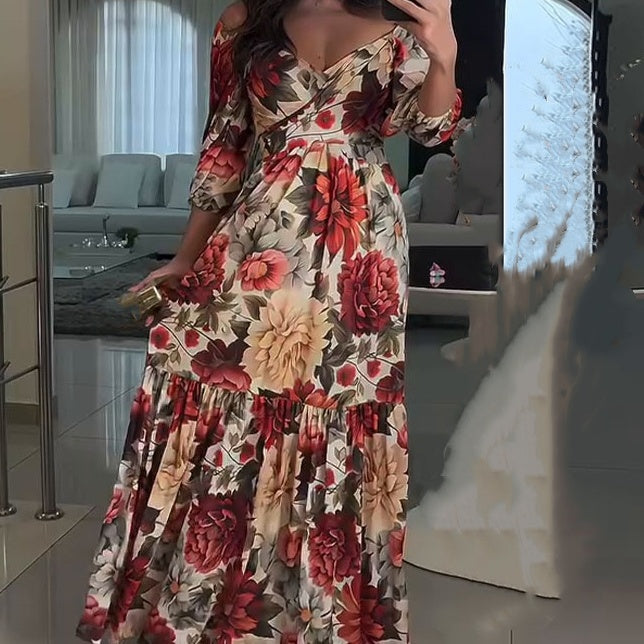 Elisha™ | Boho Floral V-Neck Maxi Dress