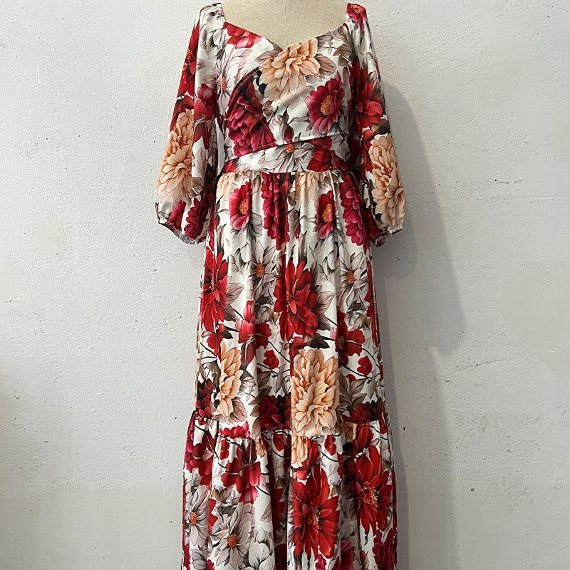 Elisha™ | Boho Floral V-Neck Maxi Dress