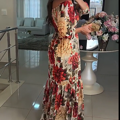 Elisha™ | Boho Floral V-Neck Maxi Dress