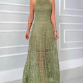 Women's A-Line Crochet Maxi Dress – Hollow-Out Detail