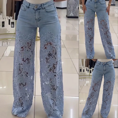 Darla™ | Patchwork Lace Denim Jeans