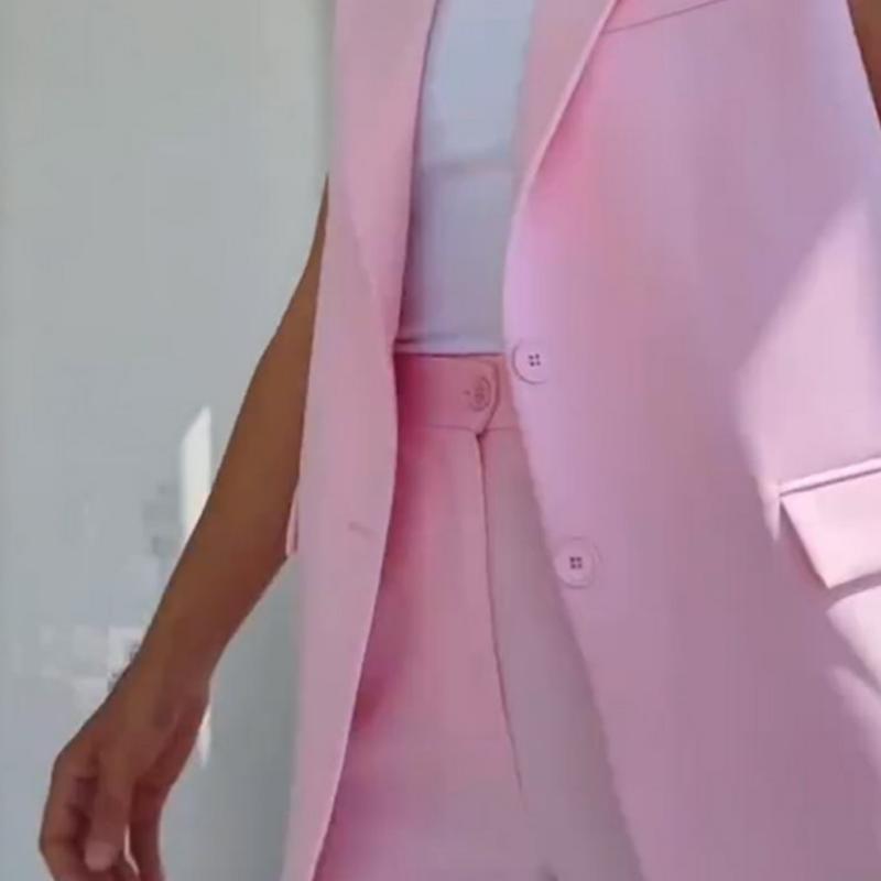 Evie™ | Women's Stylish Sleeveless Blazer and High-Waisted Trousers Set