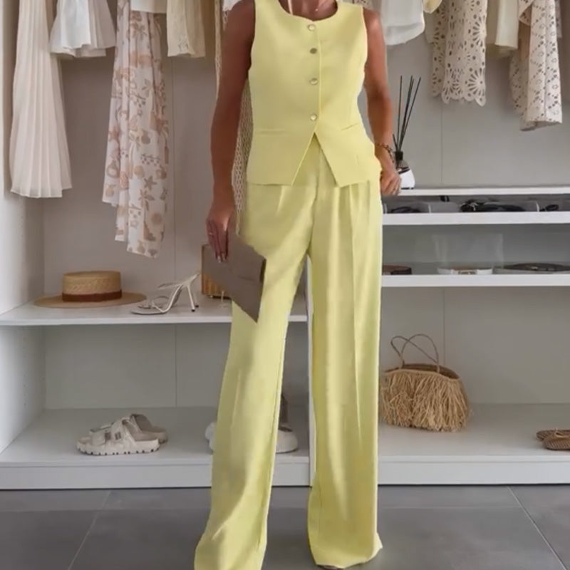 Emilia™ | Women's Sleeveless Top and Long Pants Set