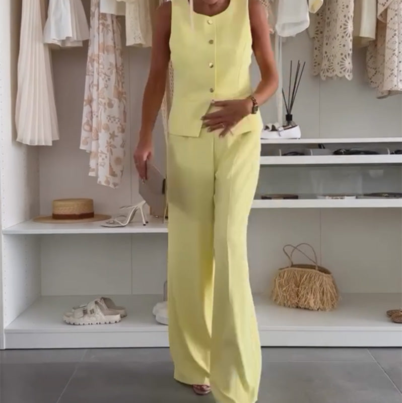 Emilia™ | Women's Sleeveless Top and Long Pants Set