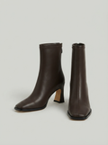 Square Toe Ankle Bootie with Thick Block Heel
