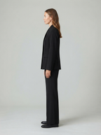 Stand-Collar Jacket and Wide-Leg Trouser Set - side view