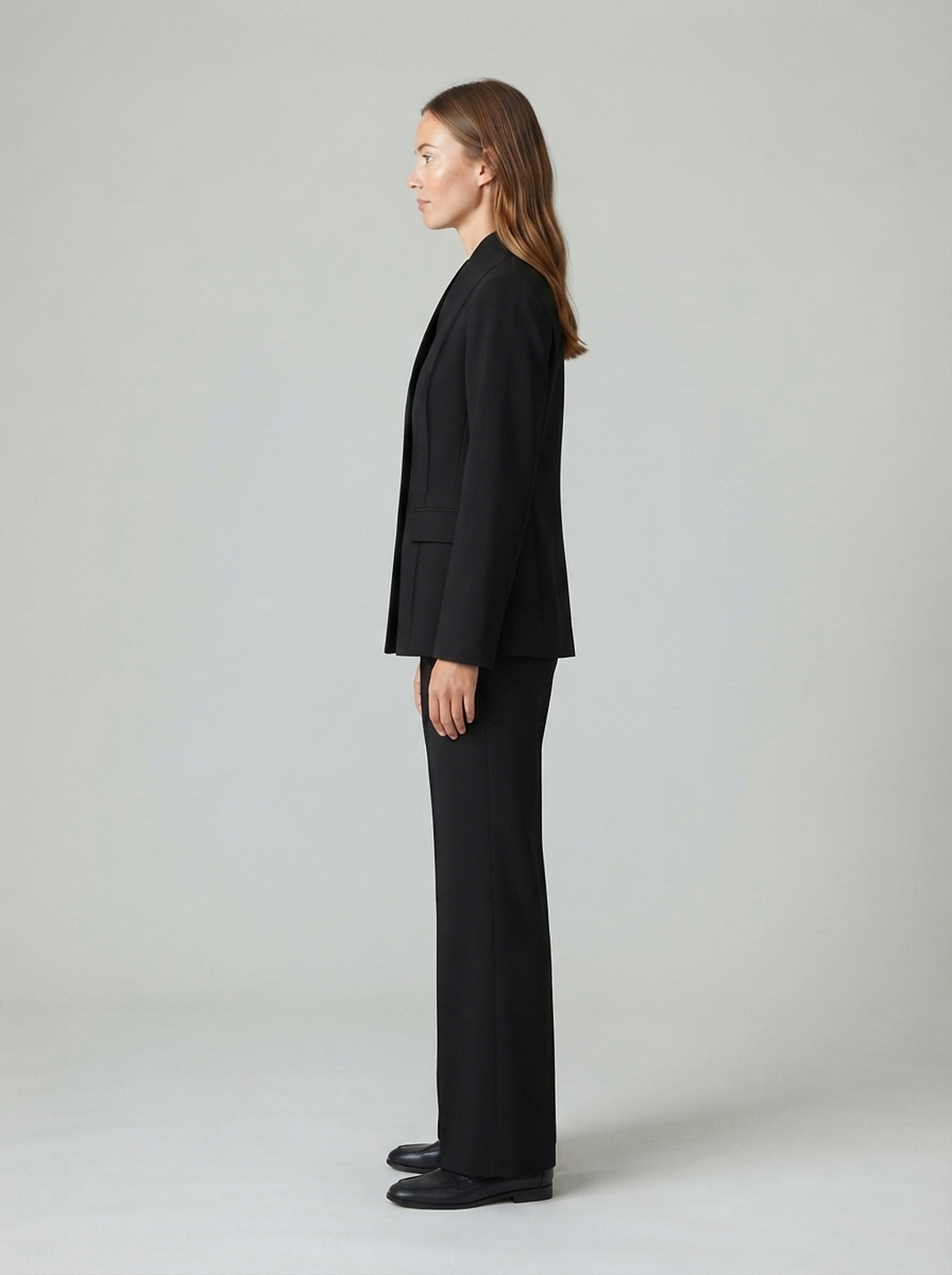 Stand-Collar Jacket and Wide-Leg Trouser Set - side view