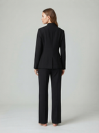 Stand-Collar Jacket and Wide-Leg Trouser Set - back view