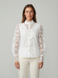 Structured Knit Button Blouse: Relaxed Fit