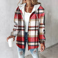 Women's Plaid Hooded Flannel Shirt Jacket – Relaxed Fit