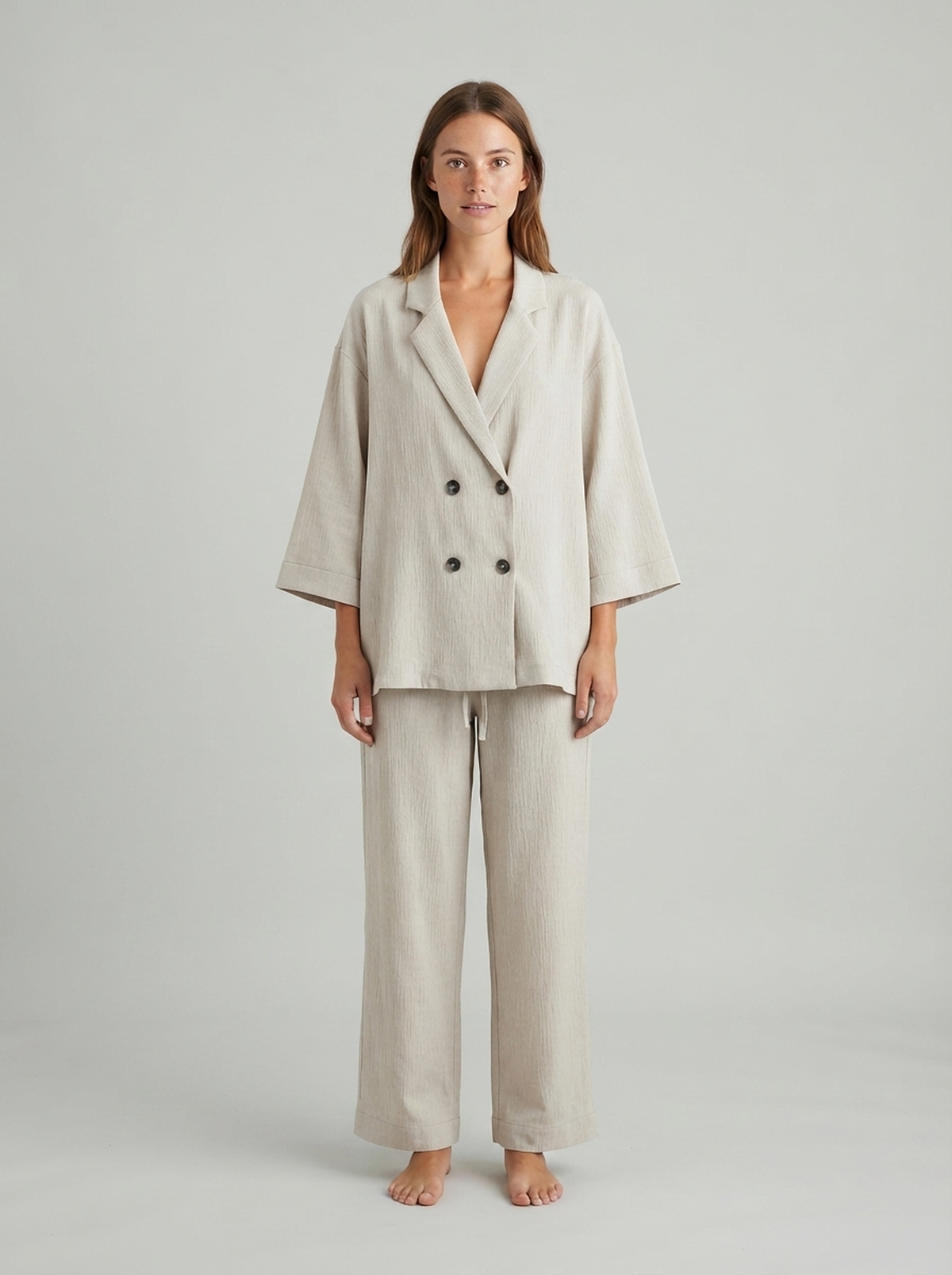 Textured Jacket and Trouser Co-Ord Set - front view