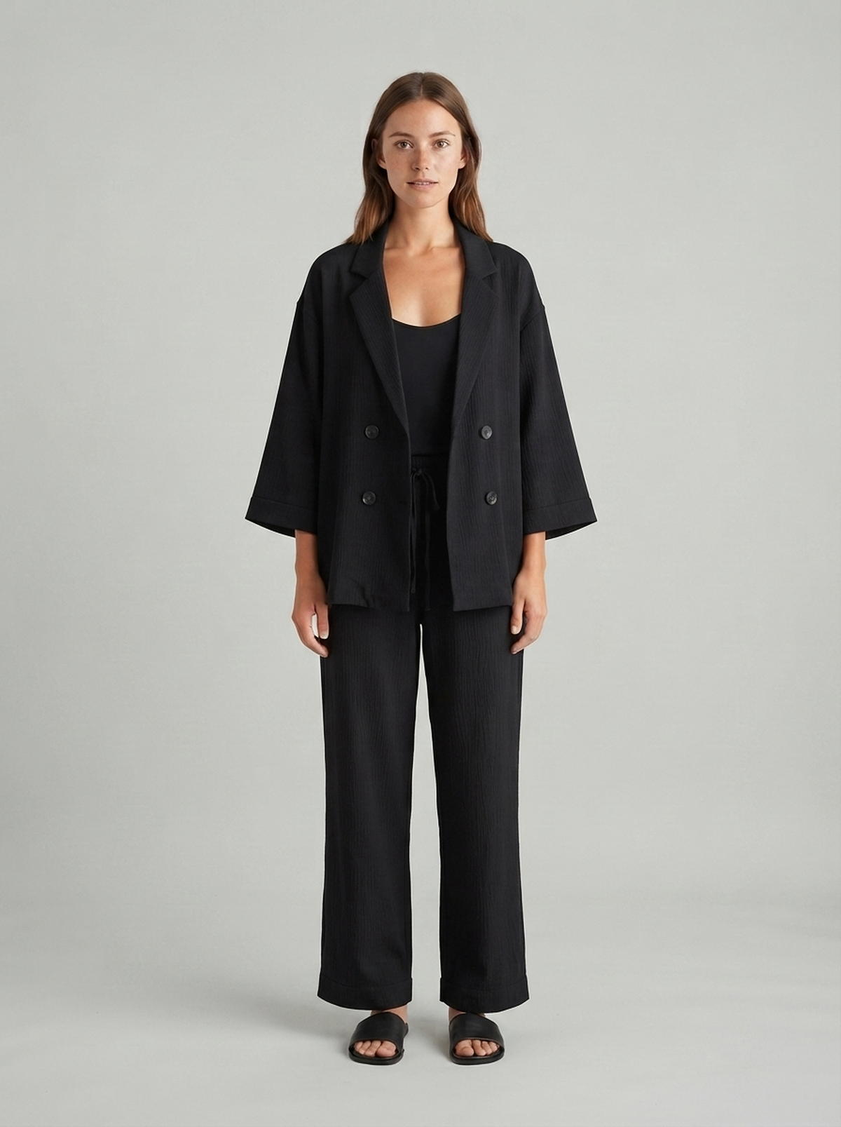 Textured Jacket and Trouser Co-Ord Set - fabric detail view