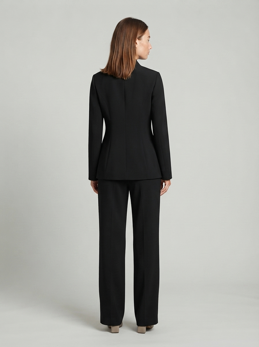 Two-Piece Blazer and Wide-Leg Trouser Set - back view