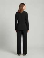 Two-Piece Blazer and Wide-Leg Trouser Set - back view