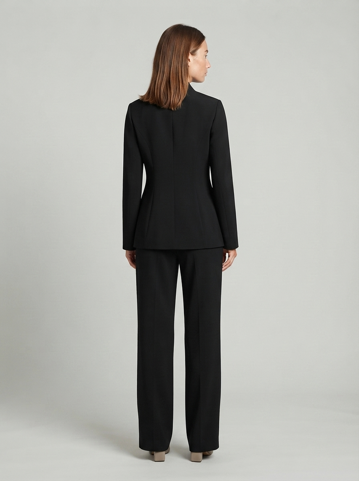 Two-Piece Blazer and Wide-Leg Trouser Set - back view