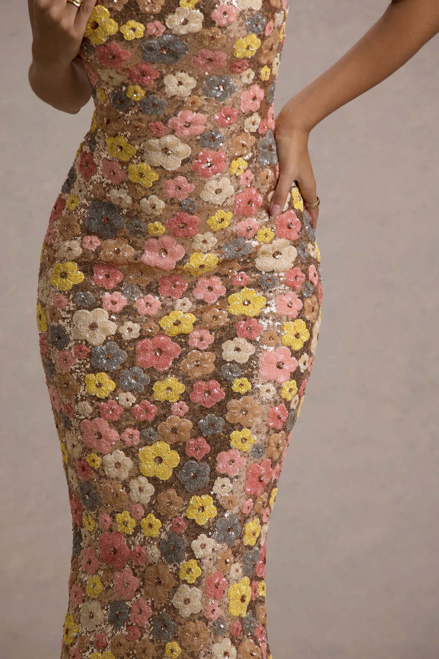 Victoria™ | Floral Sequin Strapless Maxi Dress