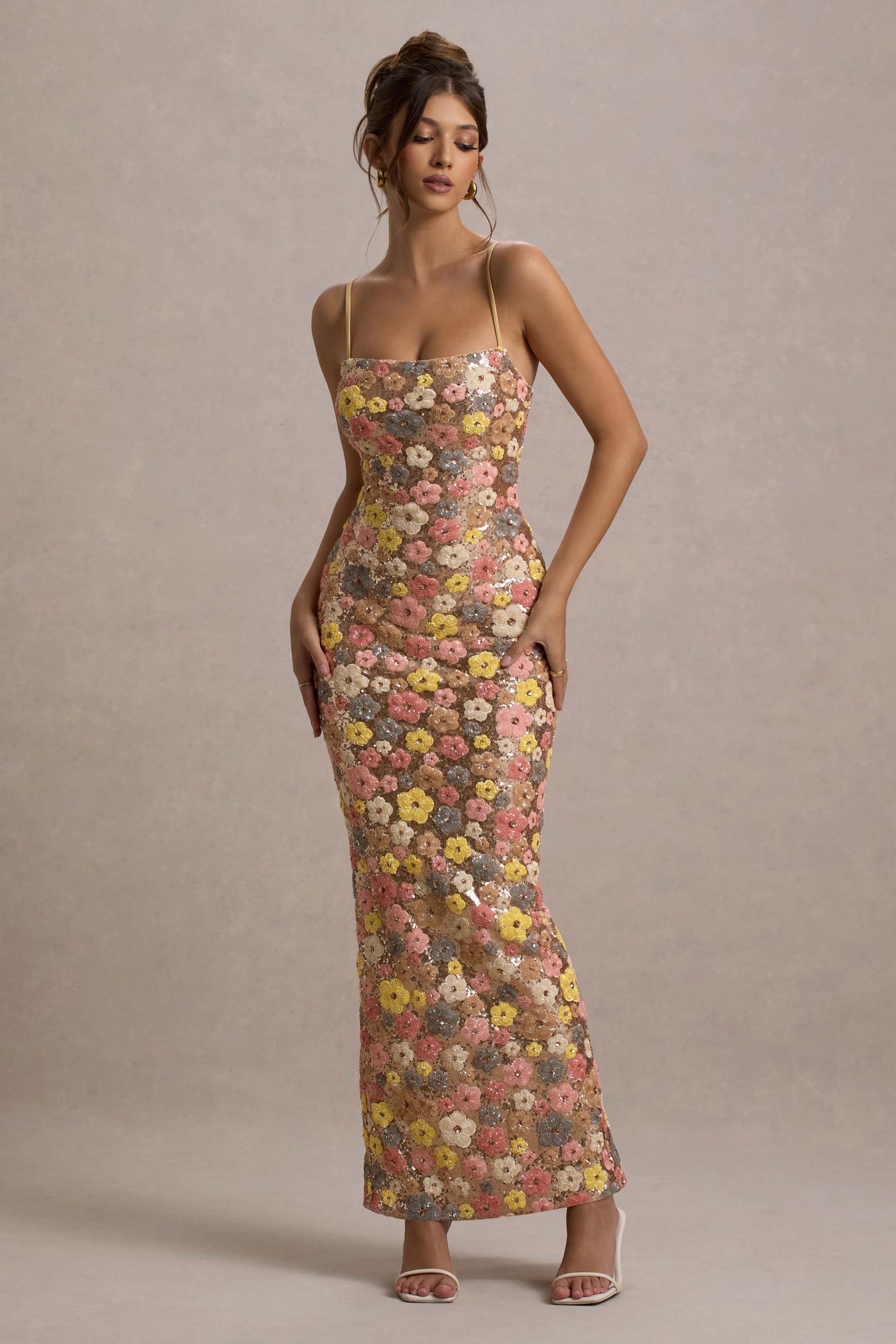 Victoria™ | Floral Sequin Strapless Maxi Dress
