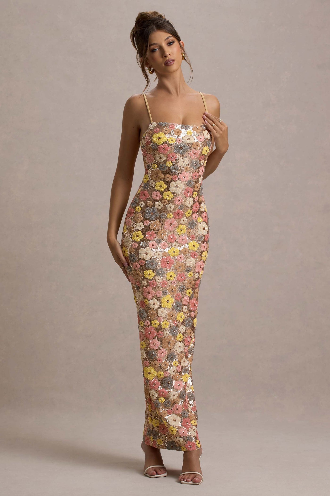 Victoria™ | Floral Sequin Strapless Maxi Dress