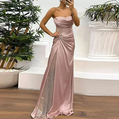 Margaret™  | Sexy Glitter Mesh Satin Evening Dress