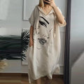 Women's Retro Abstract Hooded Dress – Art-Inspired