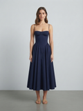 Women's Corset Midi Dress Australia: Pleated Cotton Sundress