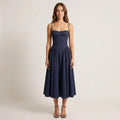 Women's Corset Midi Dress Full Skirt Square Neck Australia