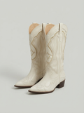 Women's Cowgirl Boots Australia: Embroidered Mid Calf Block Heel