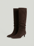 Women's Leather Knee High Boots: Pull On Pointed Toe