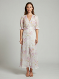 Women's Organza Floral Maxi Sundress Australia: Puff Sleeve Summer Dress