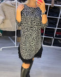 Women's Leopard Print Dress – Slimming Knee-Length